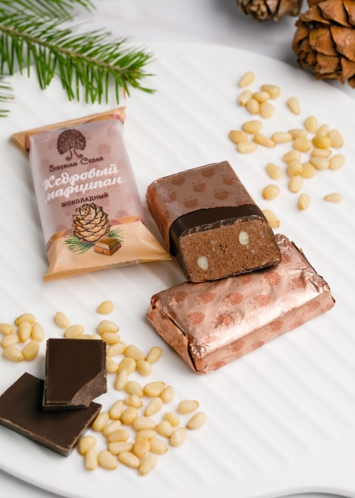 Кедровый марципан шоколадный, 720 г | шоу-бокс — 18 батончиков
