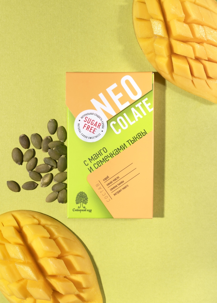 Шоколад без сахара NEOcolate с манго и тыквой, 30 г