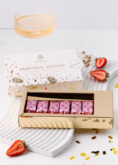 ★ Москва ★ Мягкий грильяж «‎Кедровое золото» с клубникой и шампанским‎, 85 г