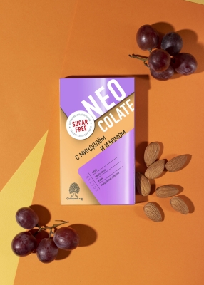 Шоколад без сахара NEOcolate с миндалём и изюмом, 30 г