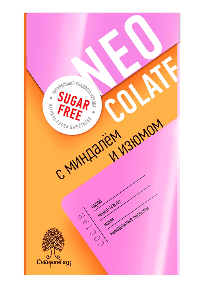 Шоколад без сахара NEOcolate с миндалём и изюмом, 30 г