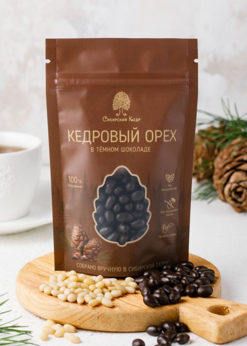 Ядро кедрового ореха в тёмном шоколаде, 60 г