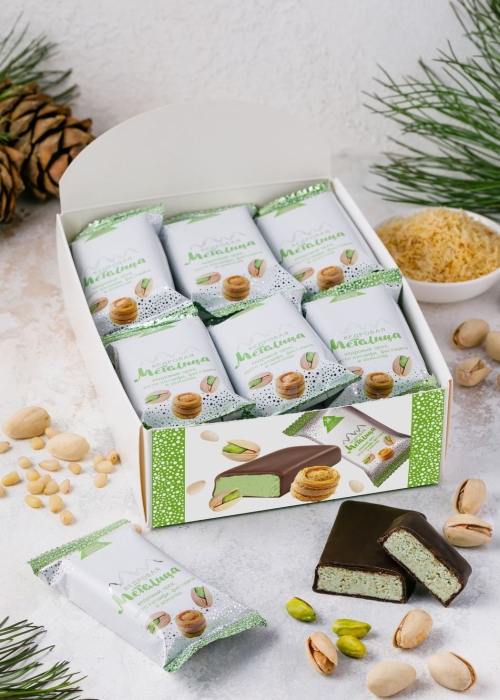 ★ Батончик «Кедровая метелица» с фисташкой, 720 г | шоу-бокс — 18 батончиков