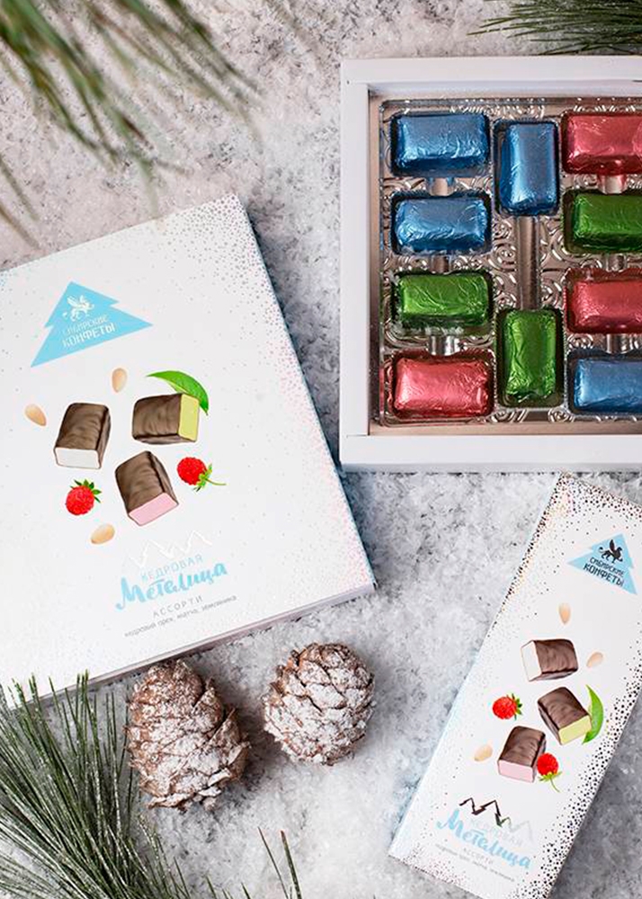 Кедровая метелица ассорти, 75 г — кедровый орех, матча, земляника