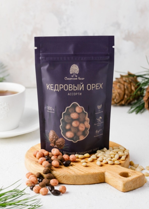 Ядро кедрового ореха в молочном шоколаде ассорти, 60 г