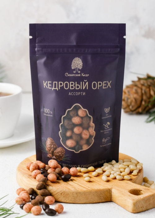 Ядро кедрового ореха в молочном шоколаде ассорти, 60 г