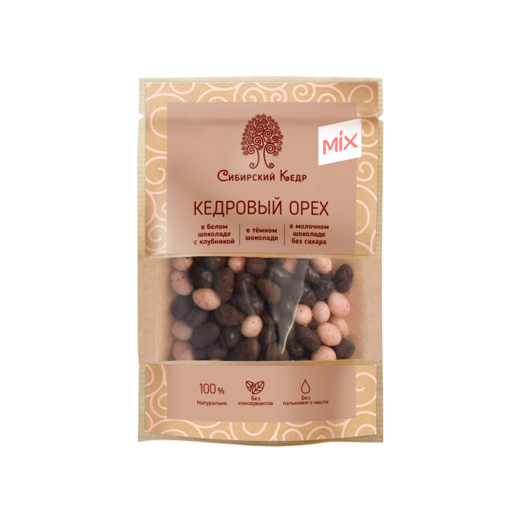 Ядро кедрового ореха в молочном шоколаде ассорти, 60 г