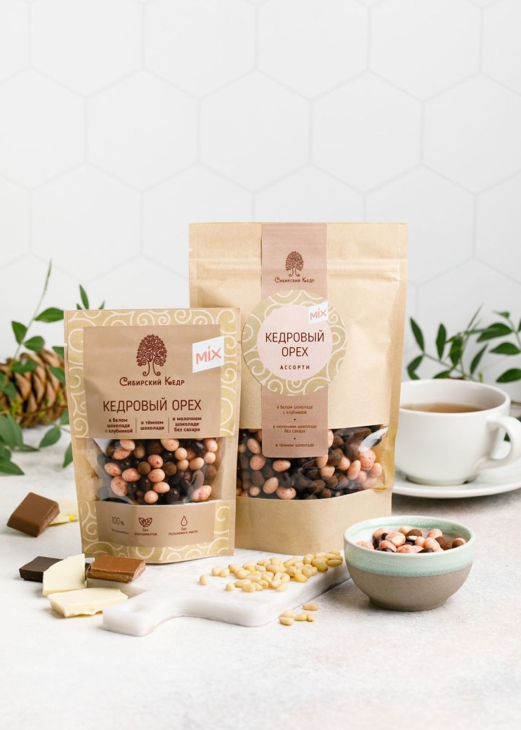 Ядро кедрового ореха в молочном шоколаде ассорти, 60 г