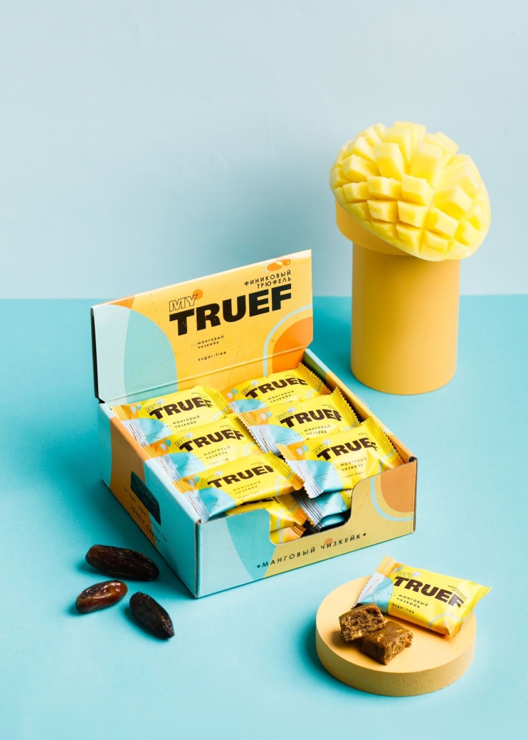 Трюфель финиковый Мy Truef манговый чизкейк, 360 г | шоу-бокс — 24 конфеты