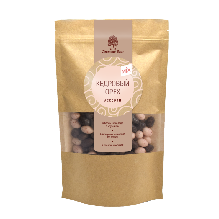 Ядро кедрового ореха в молочном шоколаде ассорти, 150 г