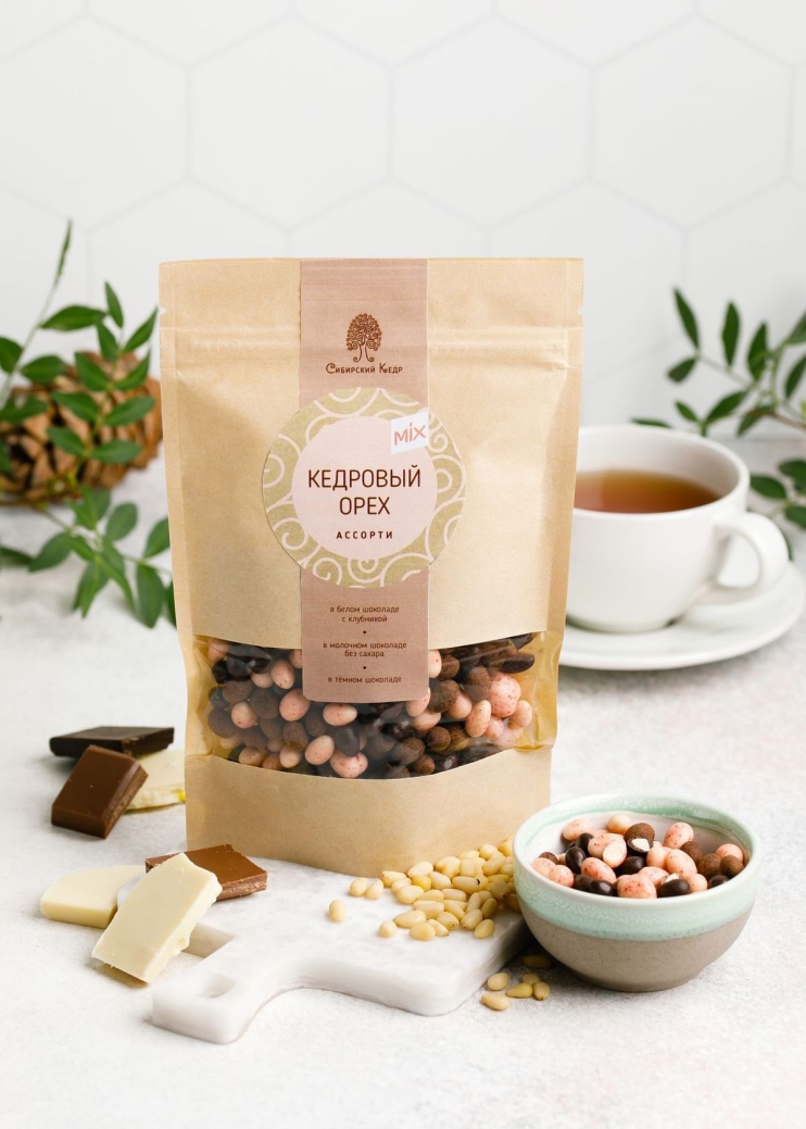 Ядро кедрового ореха в молочном шоколаде ассорти, 150 г