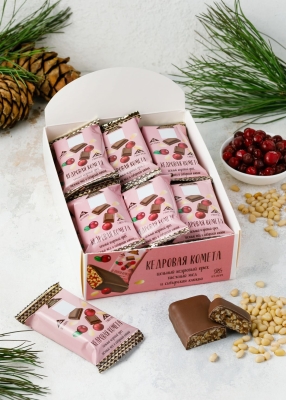 Батончик «Кедровая комета» с клюквой, 720 г | шоу-бокс — 18 батончиков