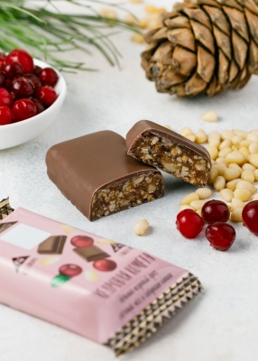 Батончик «Кедровая комета» с клюквой, 720 г | шоу-бокс — 18 батончиков