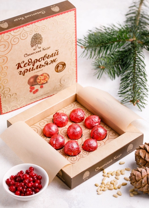 ★ Кедровый грильяж с клюквой, 120 г