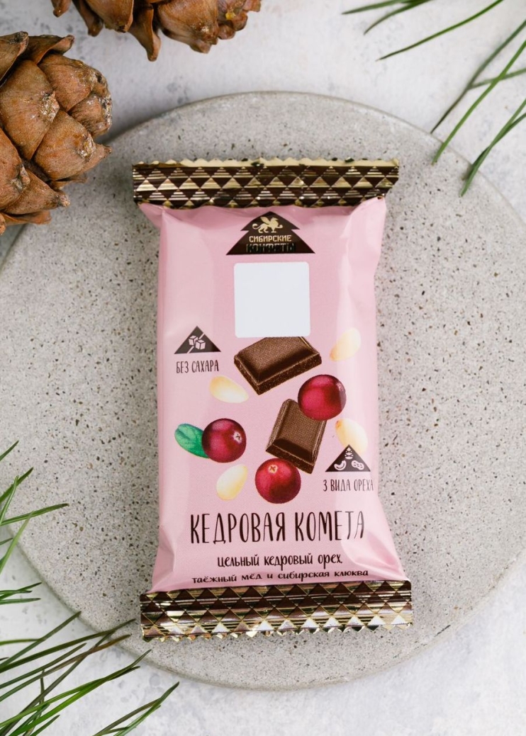 Батончик «Кедровая комета» с клюквой, 40 г