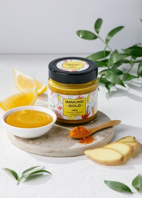 Мёд Immuno Gold с куркумой, имбирём и лимоном, 200 г