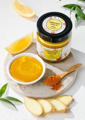 Мёд Immuno Gold с куркумой, имбирём и лимоном, 200 г