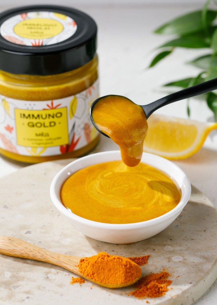 Мёд Immuno Gold с куркумой, имбирём и лимоном, 200 г