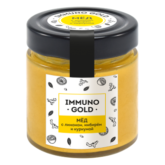 Мёд Immuno Gold с куркумой, имбирём и лимоном, 200 г