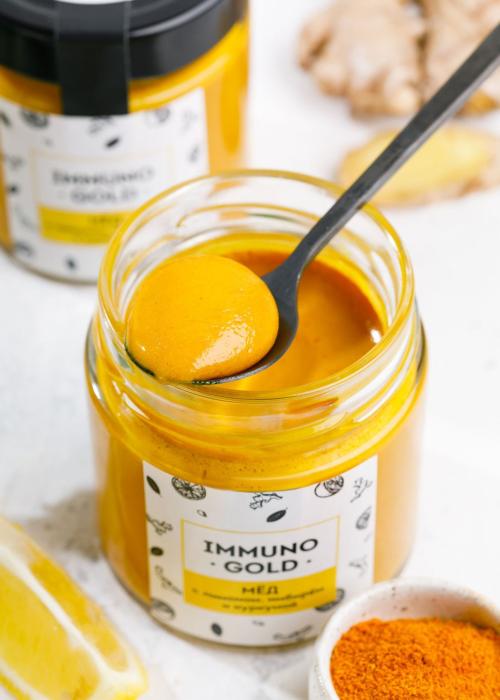 Мёд Immuno Gold с куркумой, имбирём и лимоном, 200 г