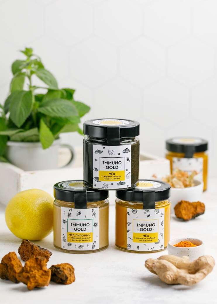 Мёд Immuno Gold с куркумой, имбирём и лимоном, 200 г