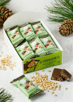 Батончик «Кедровая комета» с земляникой, 720 г | шоу-бокс — 18 батончиков