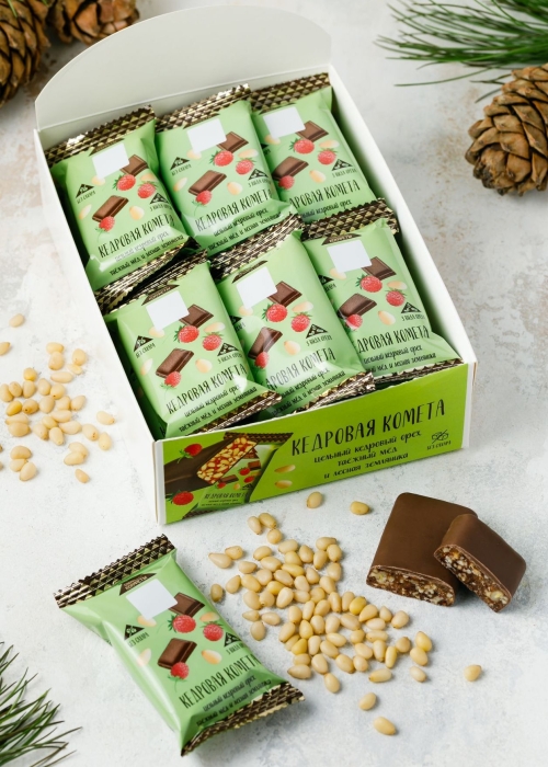 Батончик «Кедровая комета» с земляникой, 720 г | шоу-бокс — 18 батончиков