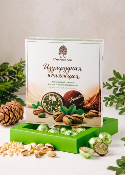 Грильяж фисташковый в белом и молочном шоколаде, «Изумрудная коллекция», 135 г