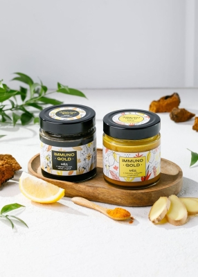 Мёд Immuno Gold с чёрным тмином, чагой и мумиё, 200 г