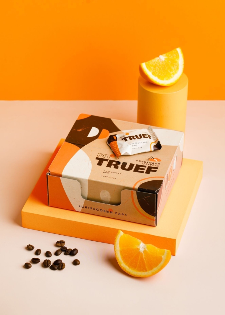 Трюфель финиковый Мy Truef цитрусовый раф, 360 г | шоу-бокс — 24 конфеты