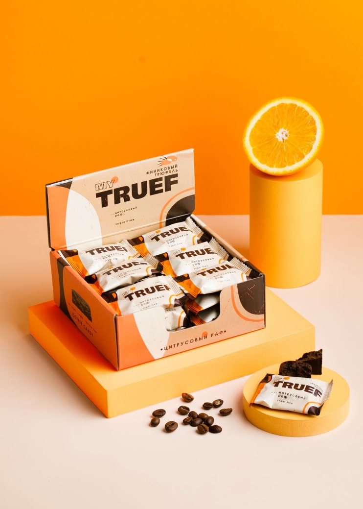 Трюфель финиковый Мy Truef цитрусовый раф, 360 г | шоу-бокс — 24 конфеты