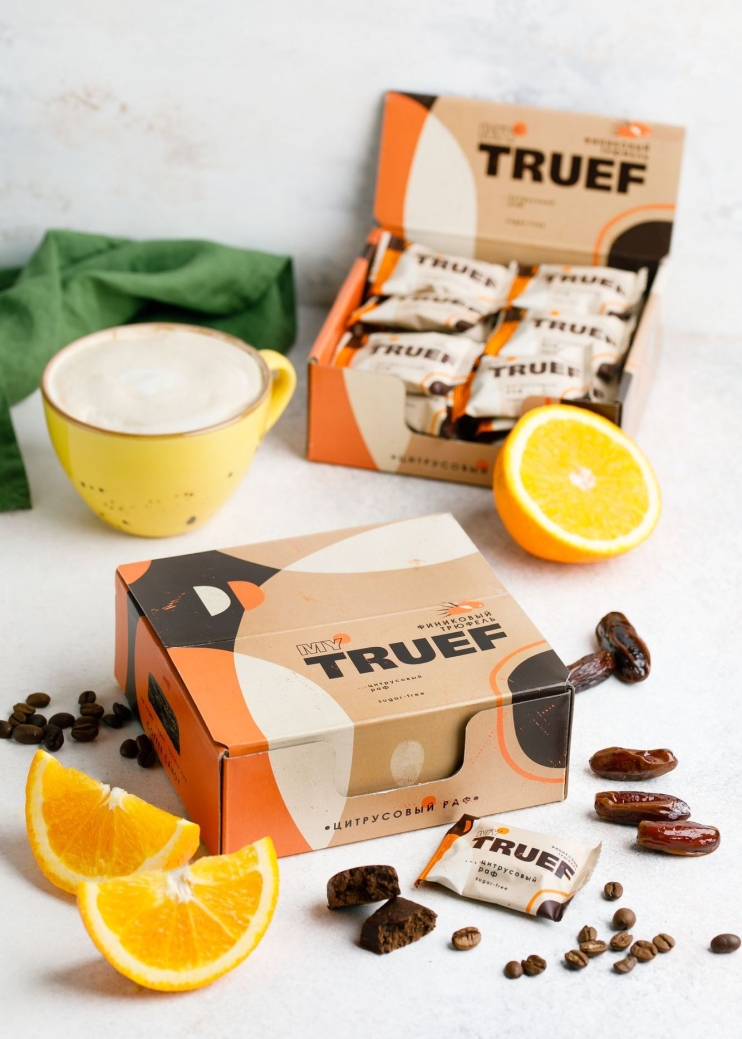 Трюфель финиковый Мy Truef цитрусовый раф, 360 г | шоу-бокс — 24 конфеты