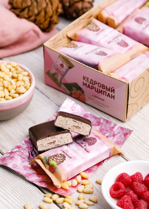 ★ Кедровый марципан с малиной, 720 г | шоу-бокс &mdash; 18 батончиков