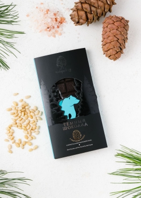 Тёмный шоколад с кедровым орехом и кристаллами соли, 100 г