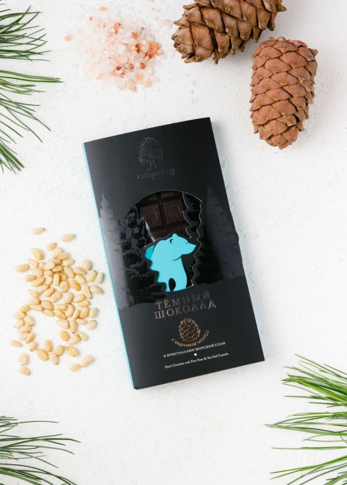 Тёмный шоколад с кедровым орехом и кристаллами соли, 100 г
