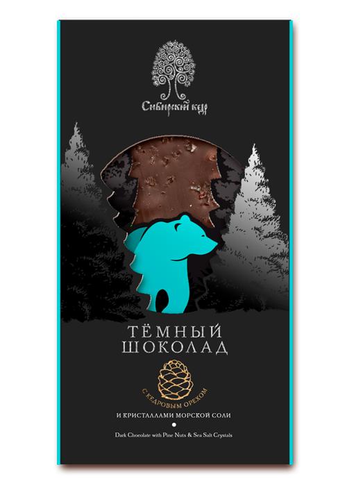 Тёмный шоколад с кедровым орехом и кристаллами соли, 100 г