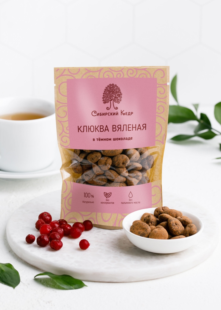 Клюква вяленая в тёмном шоколаде, 60 г