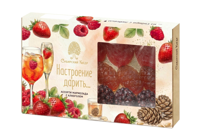 Мармелад «Настроение дарить» ассорти — апероль, шампанское, кедровая настойка, 220 г