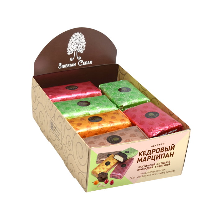 ★ Москва ★ Кедровый марципан ассорти, 720 г | шоу-бокс — 18 батончиков