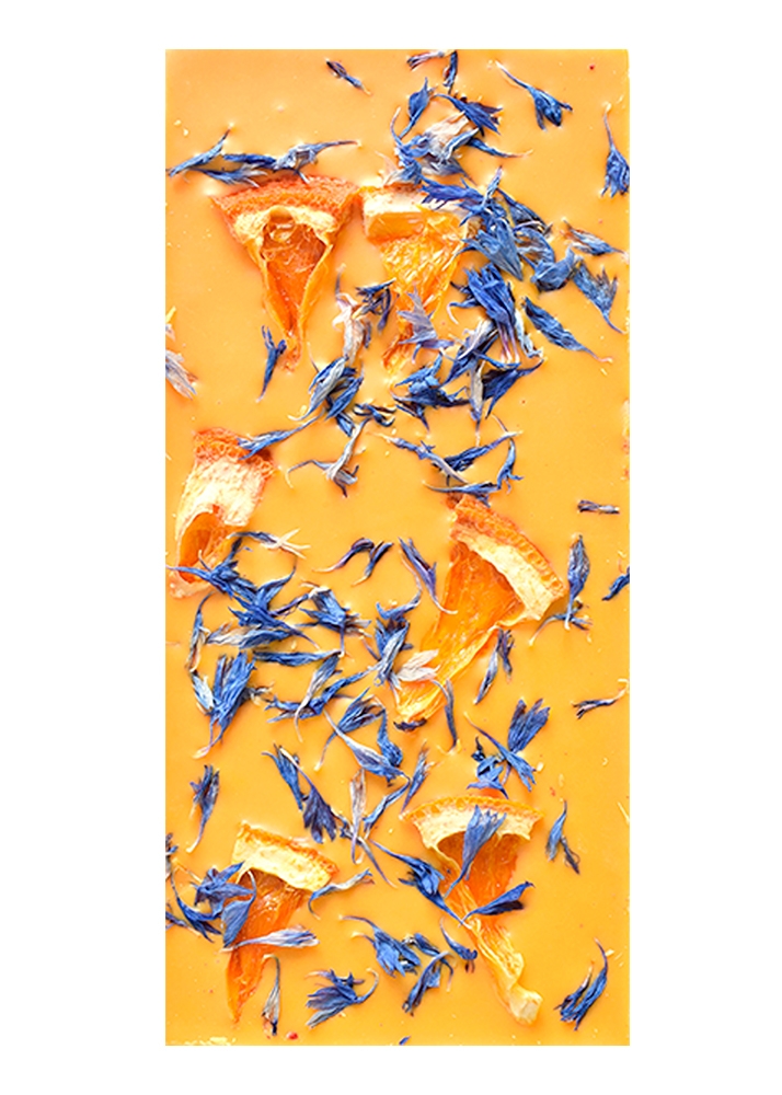 Цветной шоколад с апельсином и васильком, 100 г