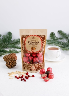 Кедровый грильяж с клюквой, 200 г | крафт-пакет