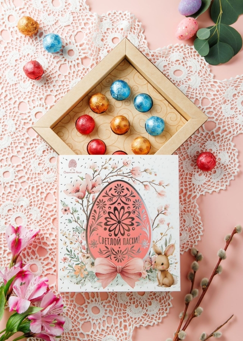 Кедровый грильяж ассорти, 120 г в подарочной обложке «Пасха»