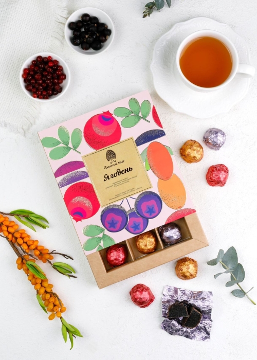 ★ Мармеладные конфеты «Ягодень» ассорти, 200 г — брусника, облепиха, черноплодная рябина