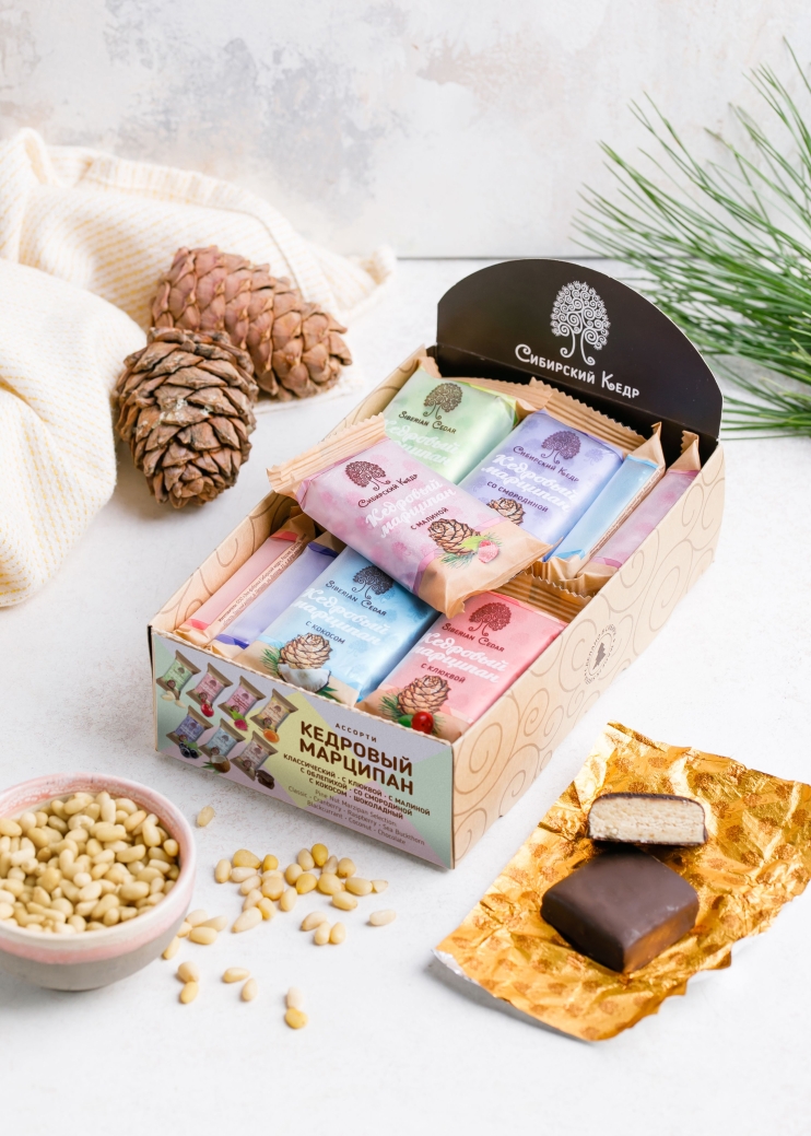 Кедровый марципан ассорти, 720 г | шоу-бокс — 7 вкусов