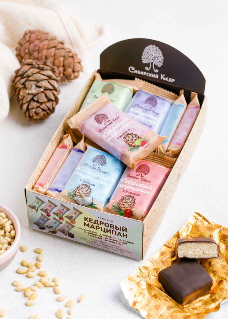 Кедровый марципан ассорти, 720 г | шоу-бокс — 7 вкусов