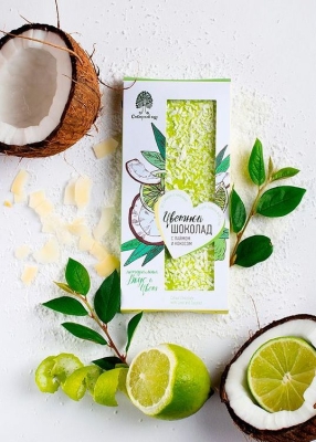 Цветной шоколад с лаймом и кокосом, 100 г