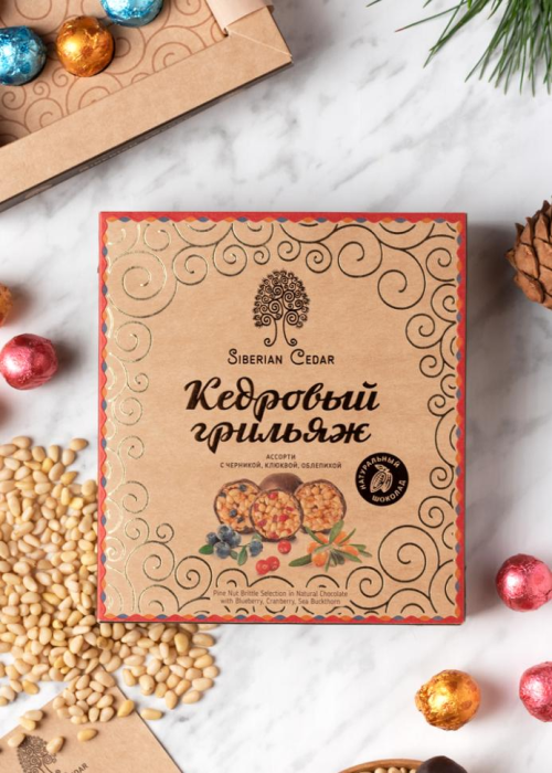 ★ Кедровый грильяж ассорти, 120 г — черника, клюква, облепиха