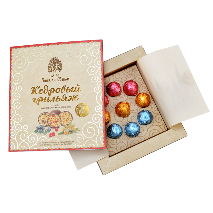 ★ Кедровый грильяж ассорти, 120 г — черника, клюква, облепиха