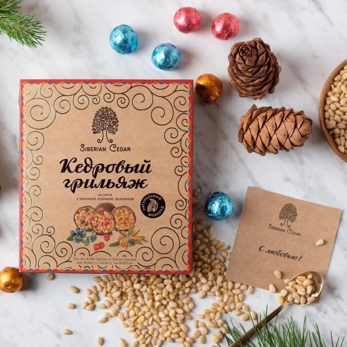 ★ Кедровый грильяж ассорти, 120 г — черника, клюква, облепиха