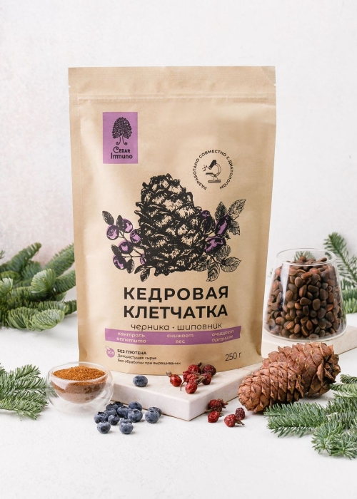 Кедровая клетчатка Cedar Immuno с черникой и шиповником, 250 г